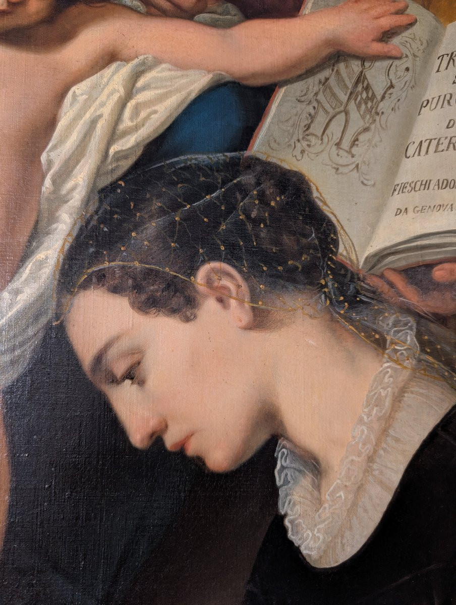 Large Altarpiece Depicting Saint Catherine Of Genoa Inspired By The Virgin And Child -photo-3