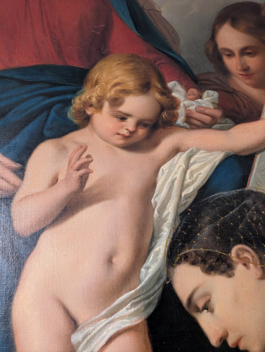 Large Altarpiece Depicting Saint Catherine Of Genoa Inspired By The Virgin And Child -photo-1