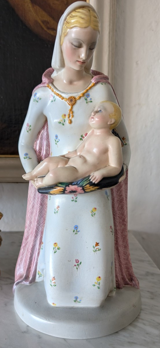 Ciamanna Turin Ceramic Madonna – Religious Sculpture 1950s