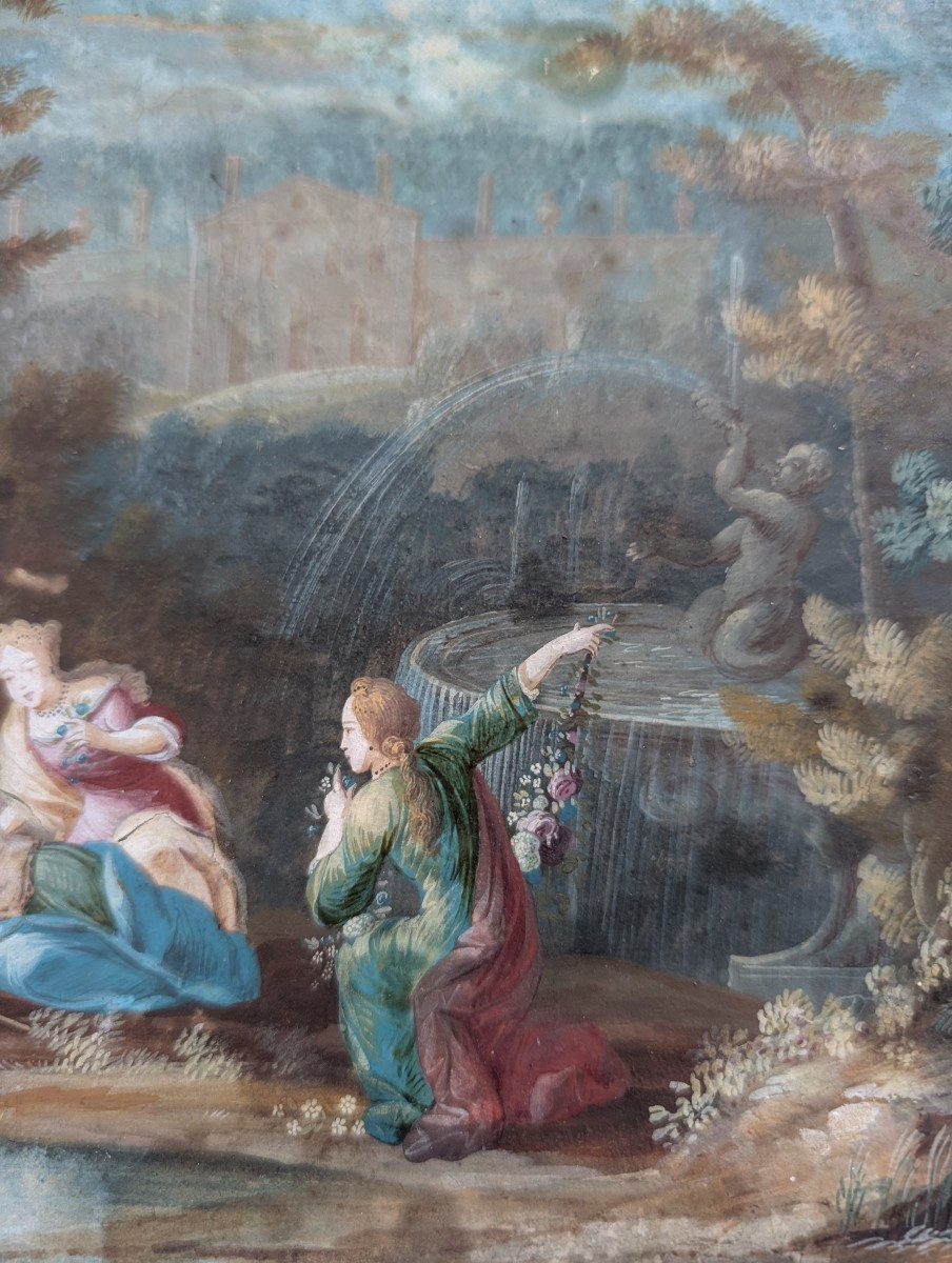 Gouache époque Louis XV scène rococo-photo-3