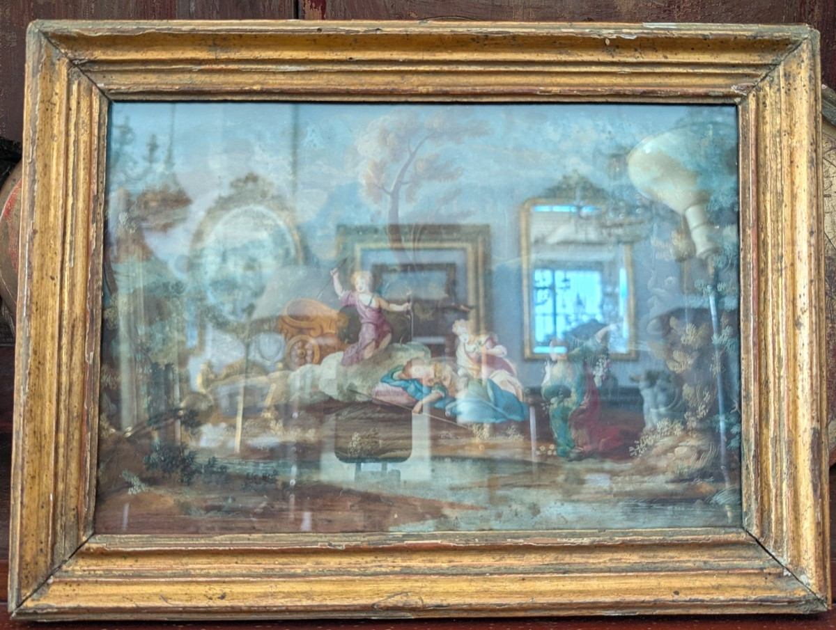 Gouache époque Louis XV scène rococo-photo-4