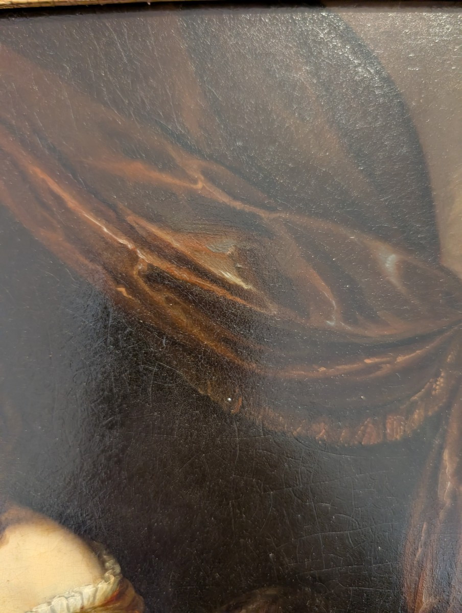 Oil On Metal Painting Depicting A Young Lady With Parrot, Mid-19th Century-photo-2