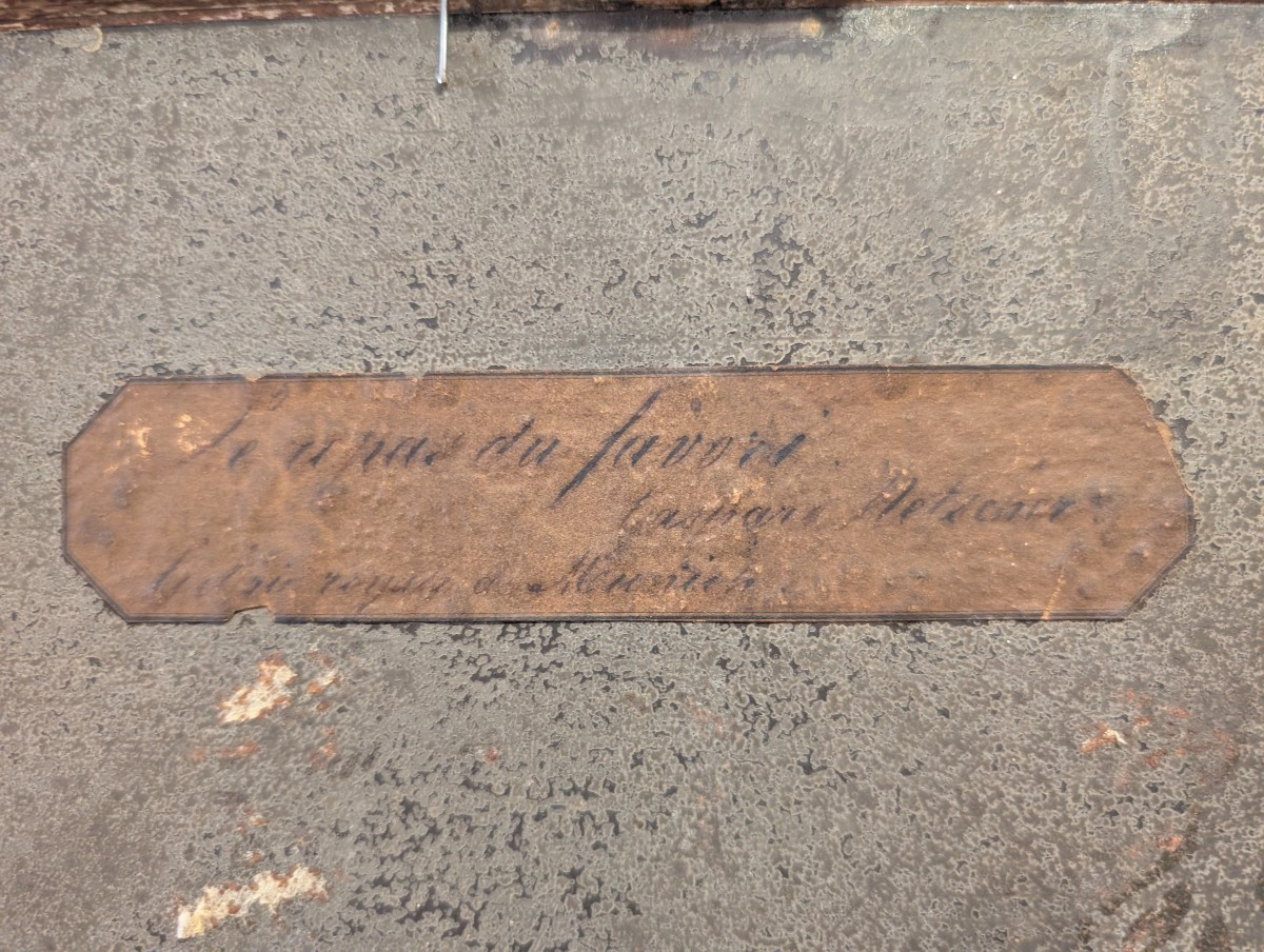Oil On Metal Painting Depicting A Young Lady With Parrot, Mid-19th Century-photo-3