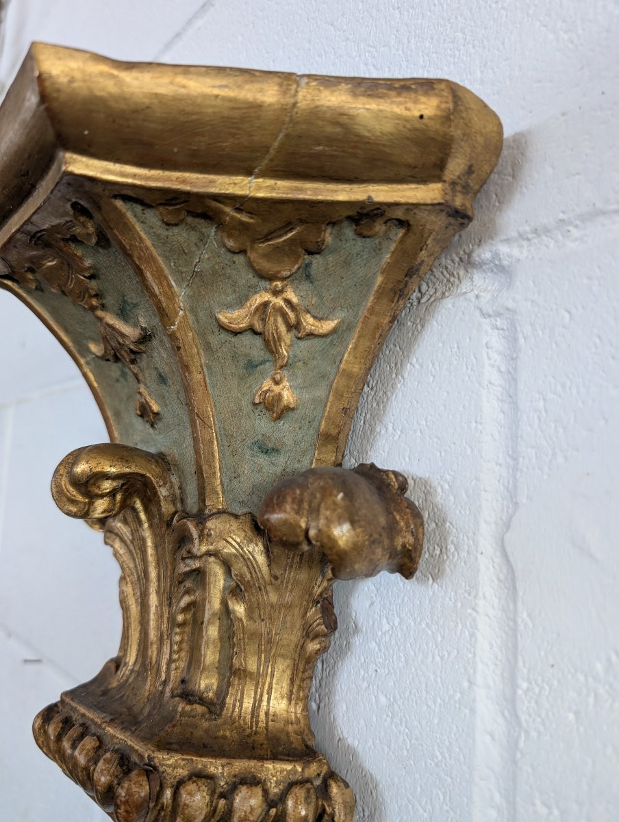 Paire d’Étagères Génoises Louis XVI en Bois Laqué et Doré XVIIIe Siècle-photo-2