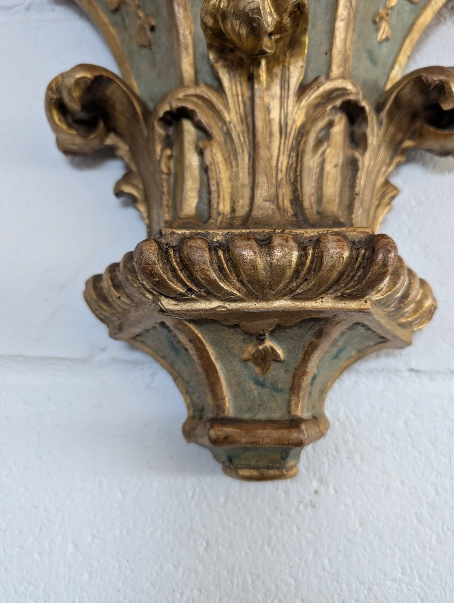 Paire d’Étagères Génoises Louis XVI en Bois Laqué et Doré XVIIIe Siècle-photo-4