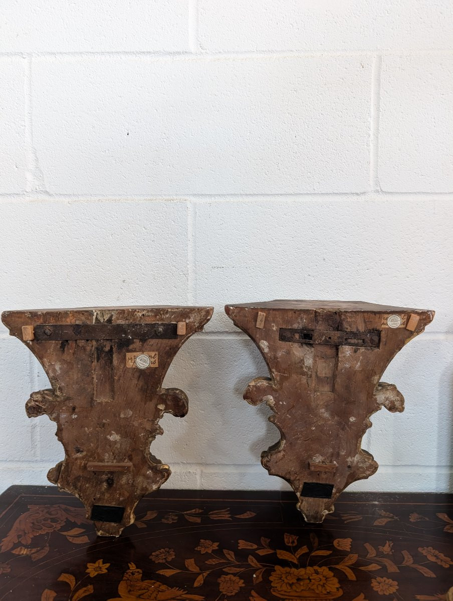 Paire d’Étagères Génoises Louis XVI en Bois Laqué et Doré XVIIIe Siècle-photo-6