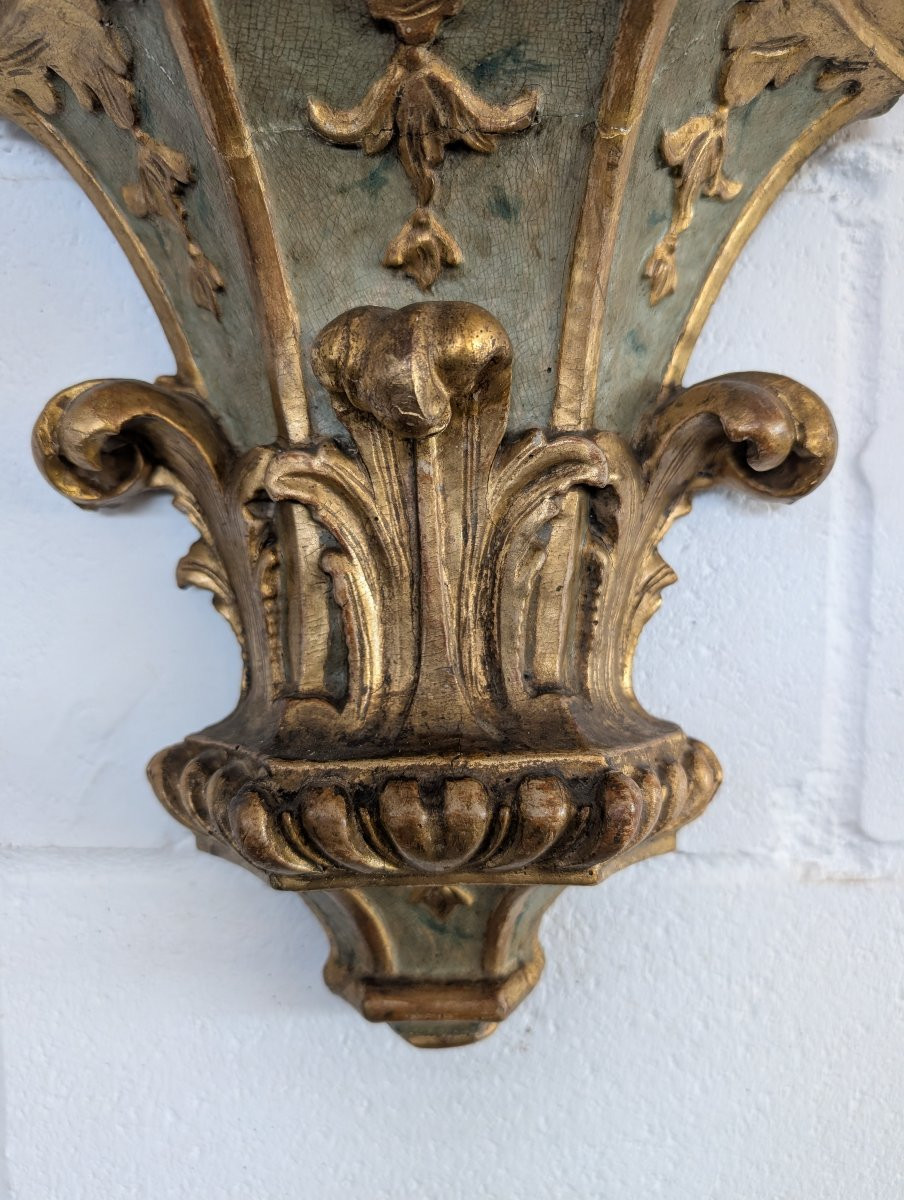 Paire d’Étagères Génoises Louis XVI en Bois Laqué et Doré XVIIIe Siècle-photo-8