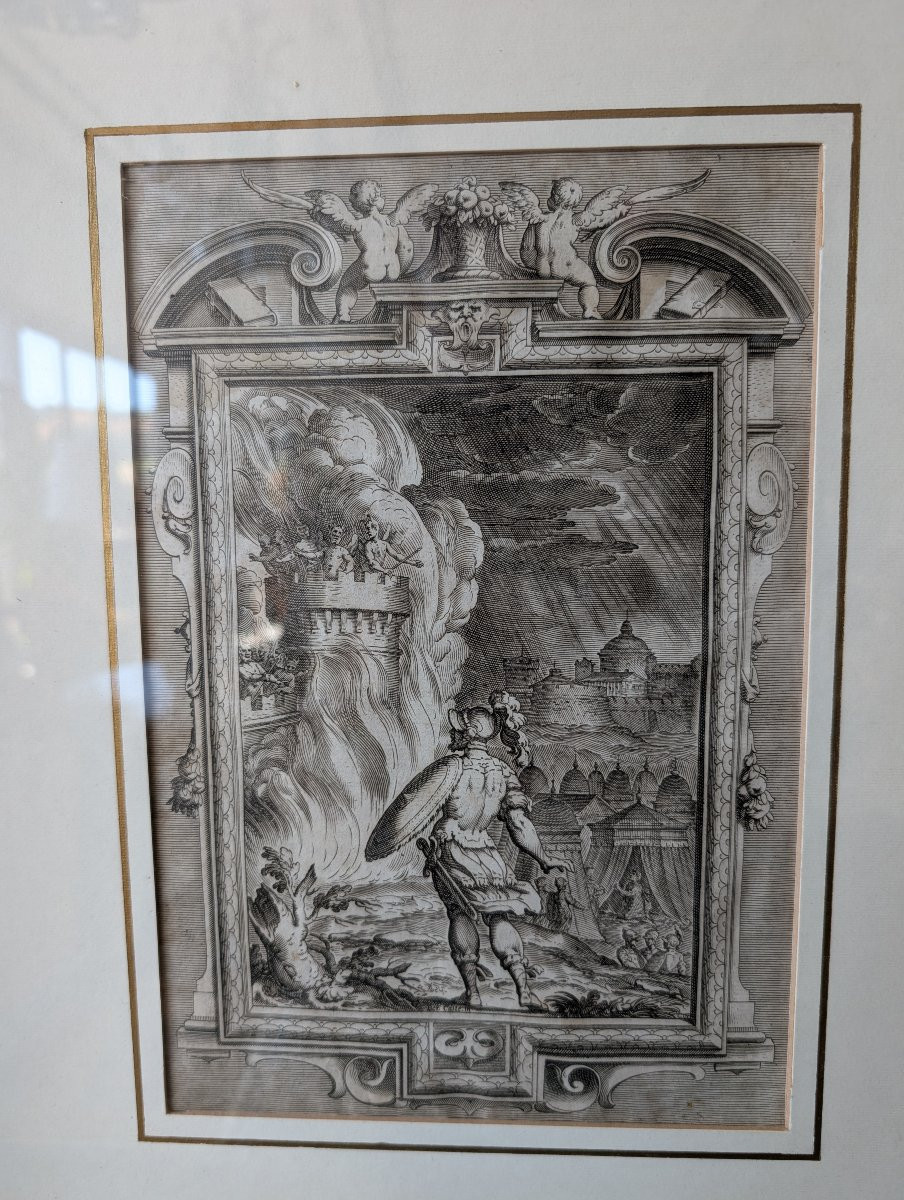 Suite de quatre gravures de la Jérusalem délivrée – dessins de Bernardo Castello, fin XVIe sièc-photo-4
