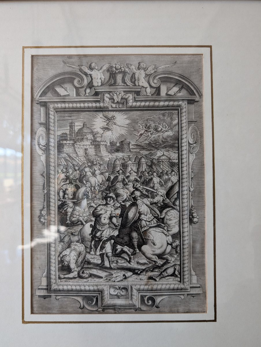 Suite de quatre gravures de la Jérusalem délivrée – dessins de Bernardo Castello, fin XVIe sièc-photo-2