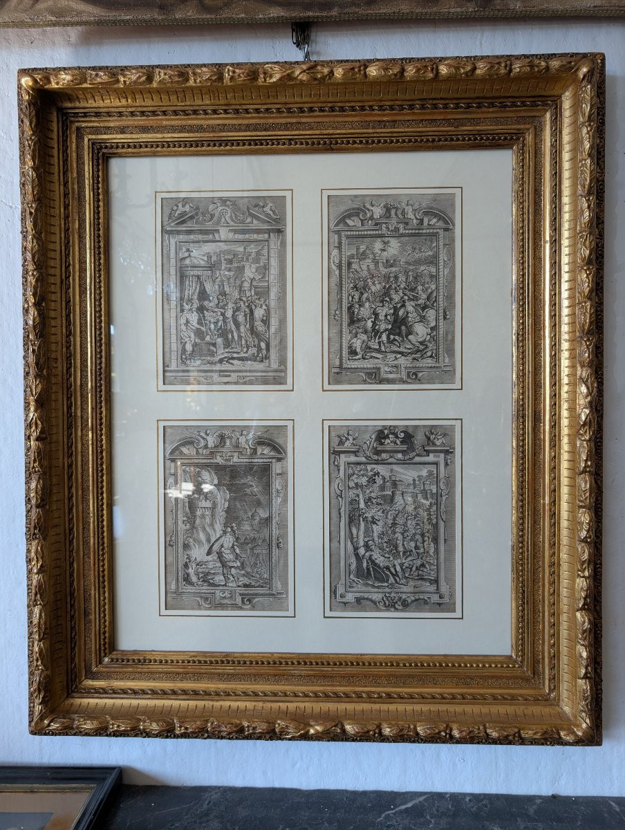 Suite de quatre gravures de la Jérusalem délivrée – dessins de Bernardo Castello, fin XVIe sièc-photo-5