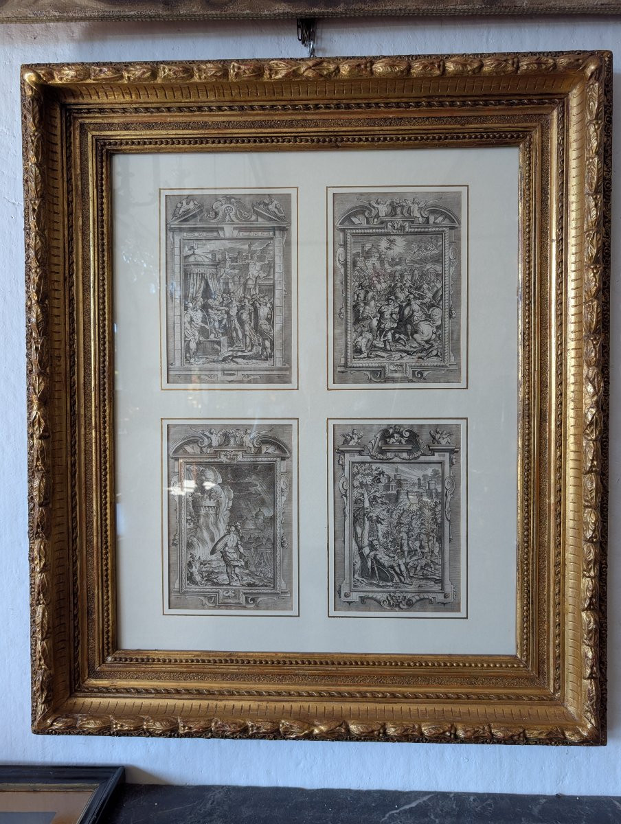 Suite de quatre gravures de la Jérusalem délivrée – dessins de Bernardo Castello, fin XVIe sièc-photo-6
