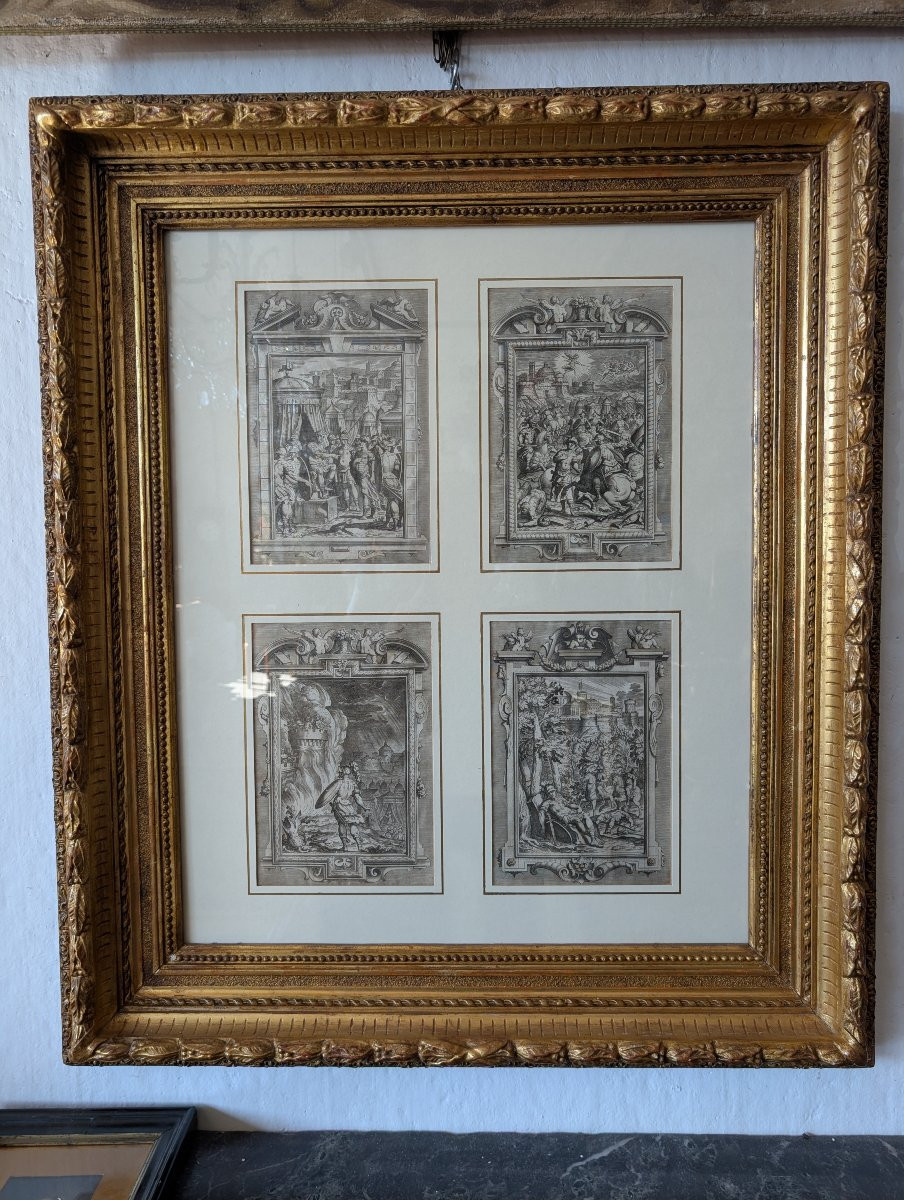 Suite de quatre gravures de la Jérusalem délivrée – dessins de Bernardo Castello, fin XVIe sièc-photo-7