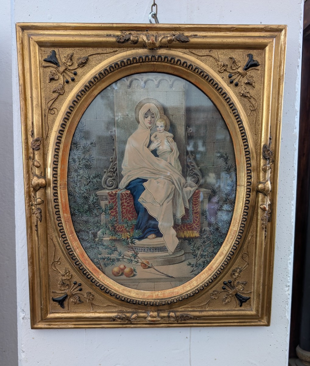 Cesare Jamucci (1904) Madone De L’Olivier Aquarelle