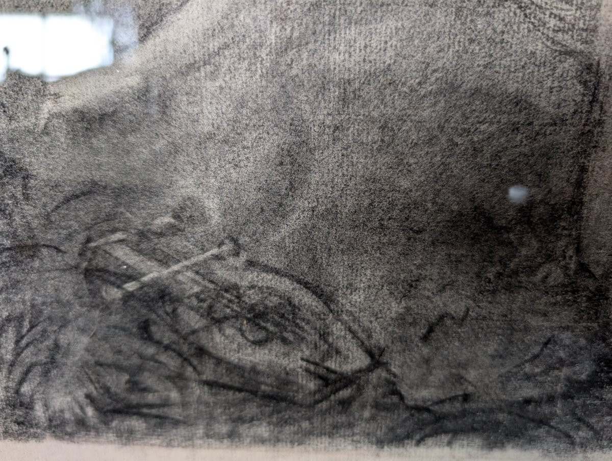 Henri Sollier – Dessin Sur Papier Dans Un Cadre Avec Incrustations En Pierres Dures Début XXe S-photo-3