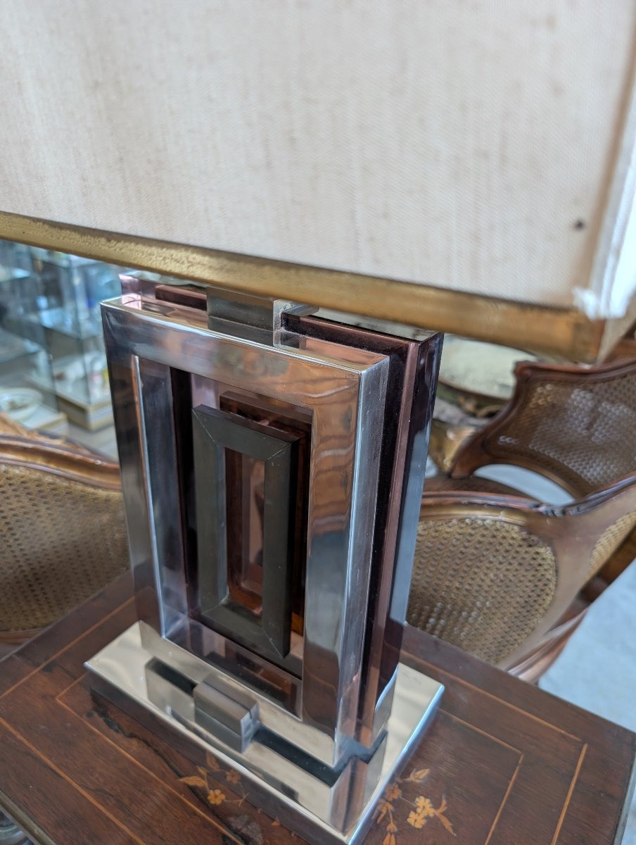 Lampe De Console Romeo Rega En Acier, Laiton Et Plexiglas – Années 1970-photo-1