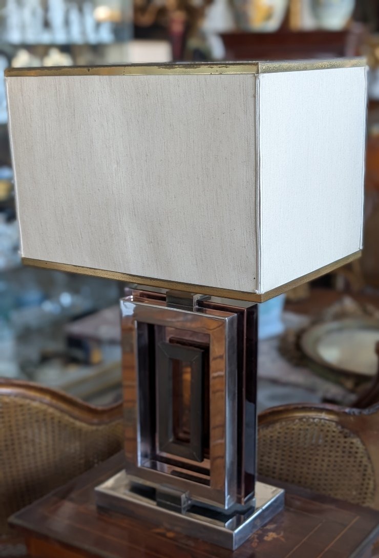 Lampe De Console Romeo Rega En Acier, Laiton Et Plexiglas – Années 1970-photo-3