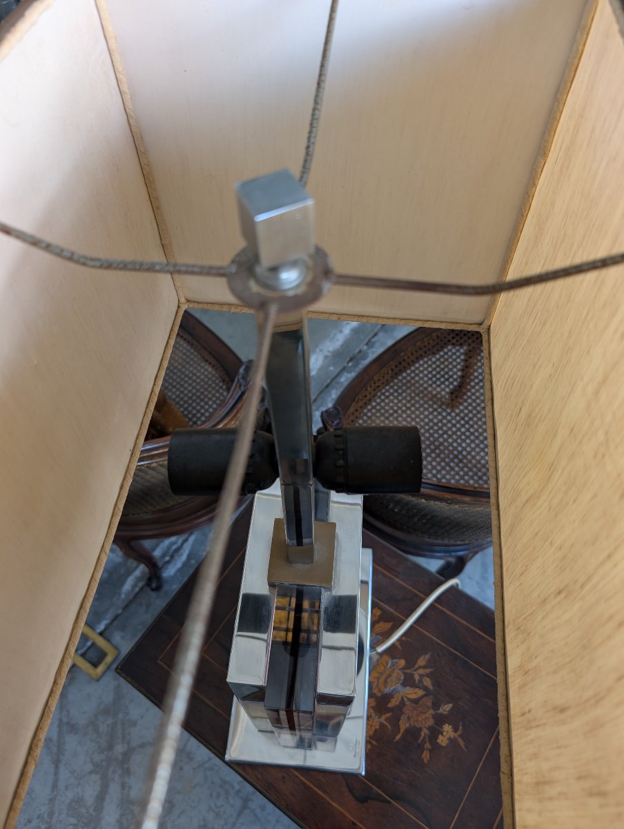 Lampe De Console Romeo Rega En Acier, Laiton Et Plexiglas – Années 1970-photo-5