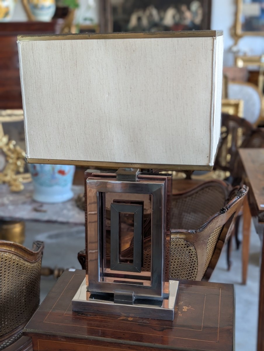 Lampe De Console Romeo Rega En Acier, Laiton Et Plexiglas – Années 1970-photo-7
