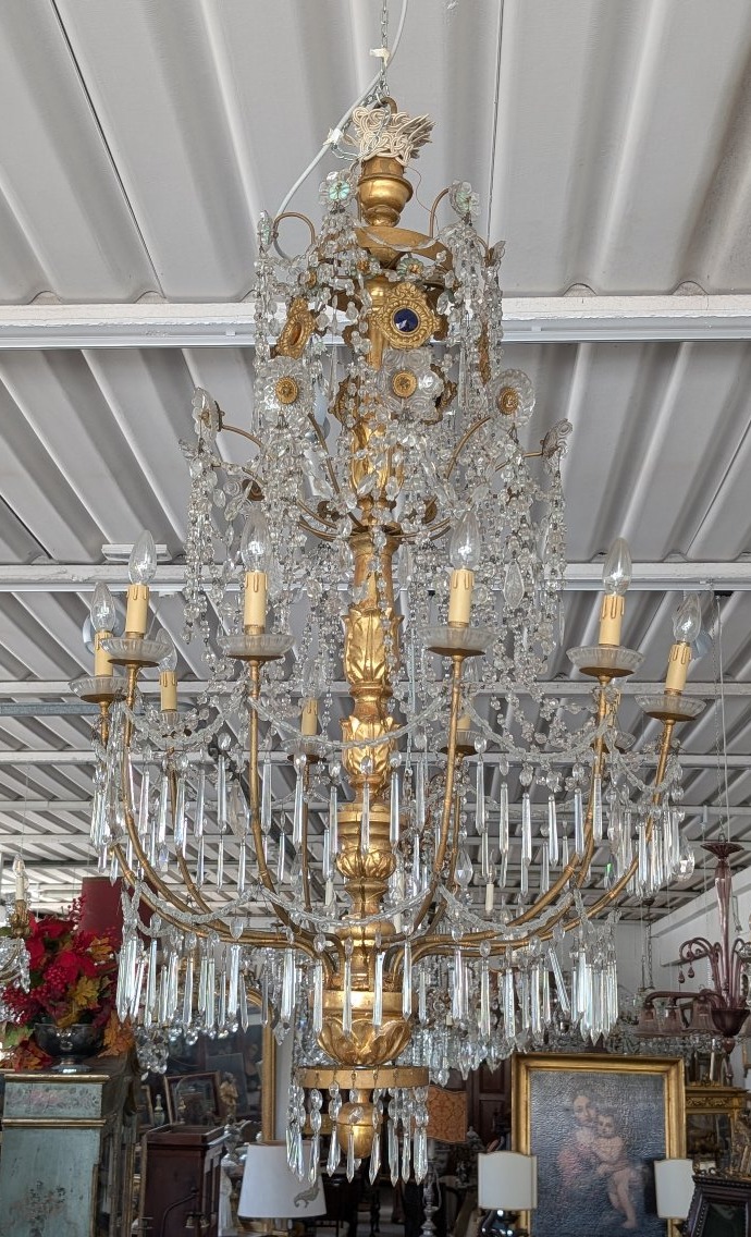 Grand Lustre Génois Néoclassique À 10 Lumières