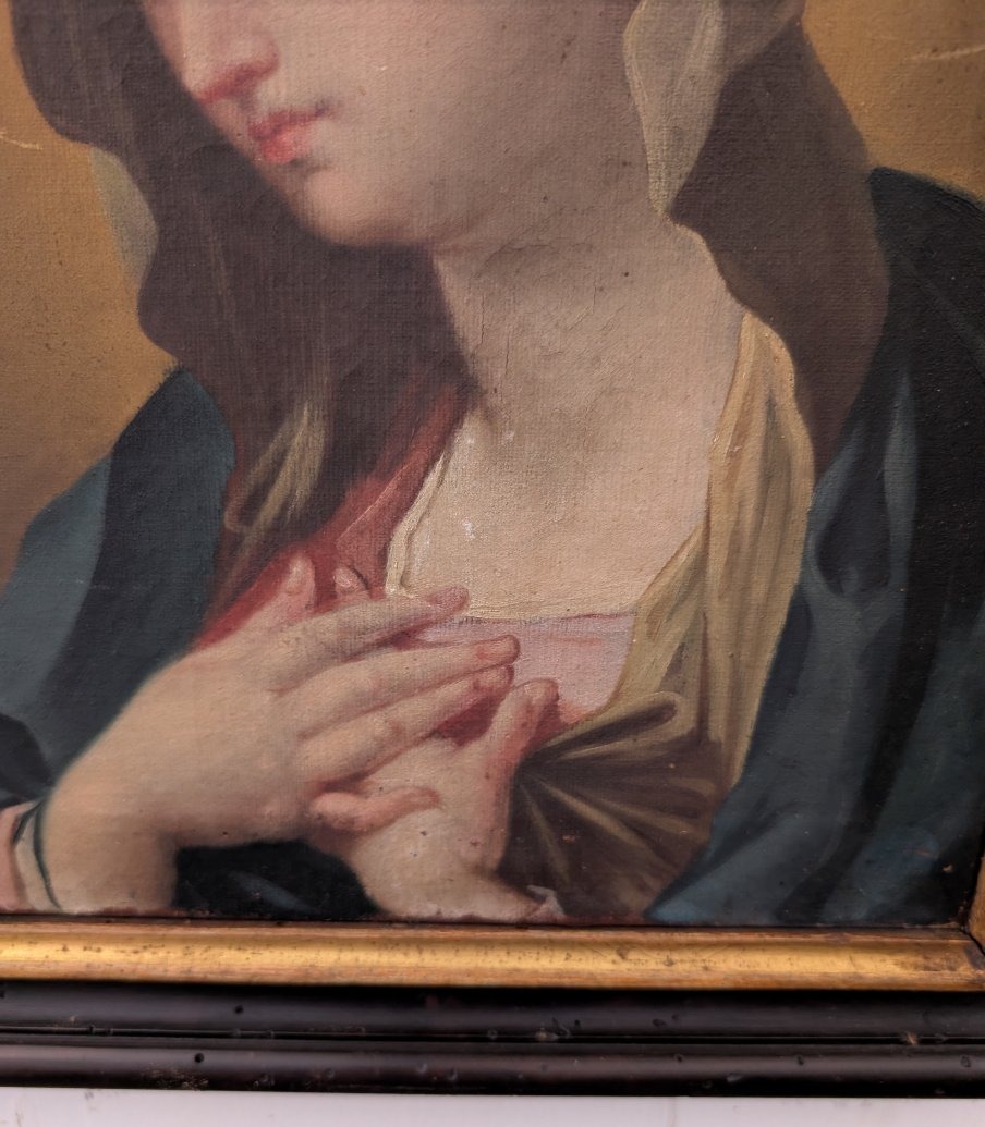 Madonna In Prayer, Oil On Canvas, Late 18th Century-photo-3