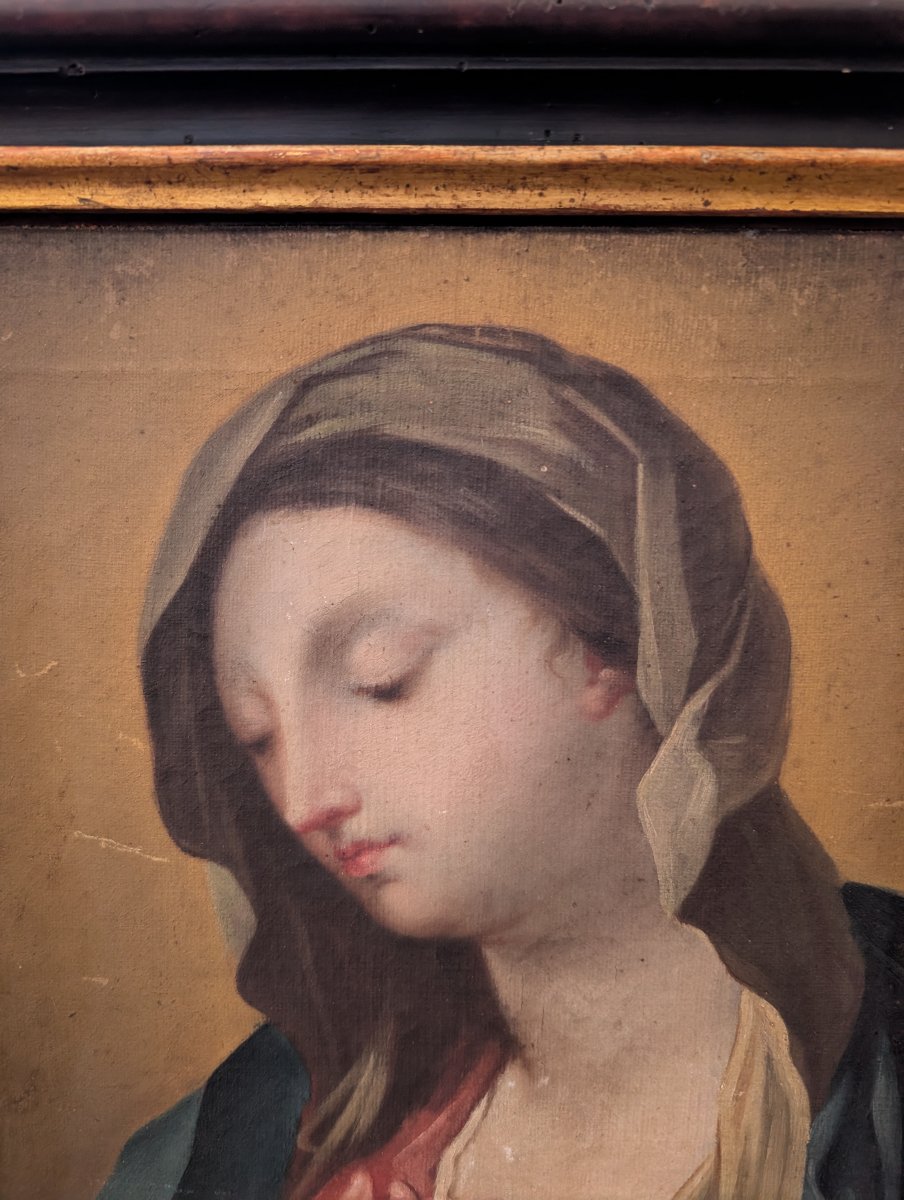 Madonna In Prayer, Oil On Canvas, Late 18th Century-photo-4