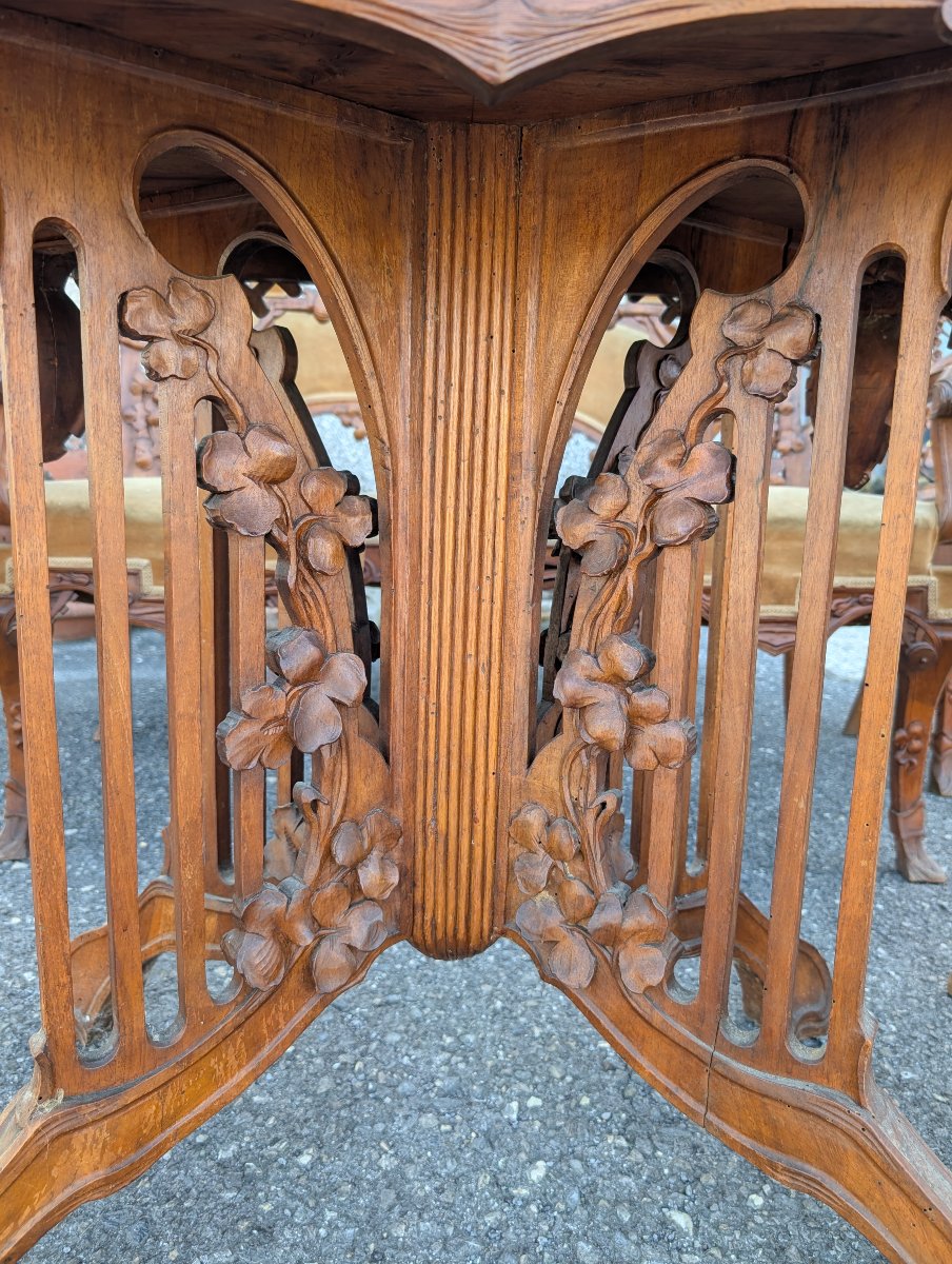 Art Nouveau Walnut Parlour Suite With Carved Female Figures, Late 19th Century-photo-3