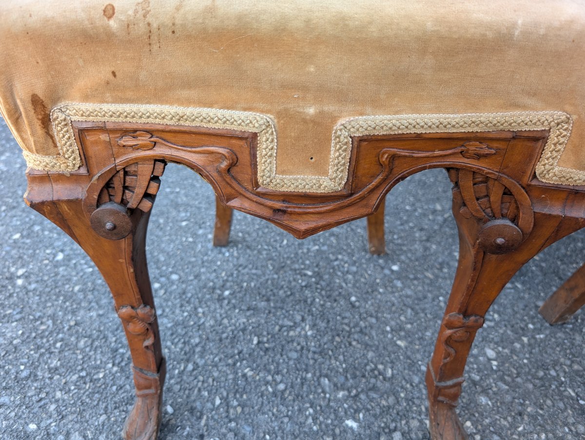 Art Nouveau Walnut Parlour Suite With Carved Female Figures, Late 19th Century-photo-4