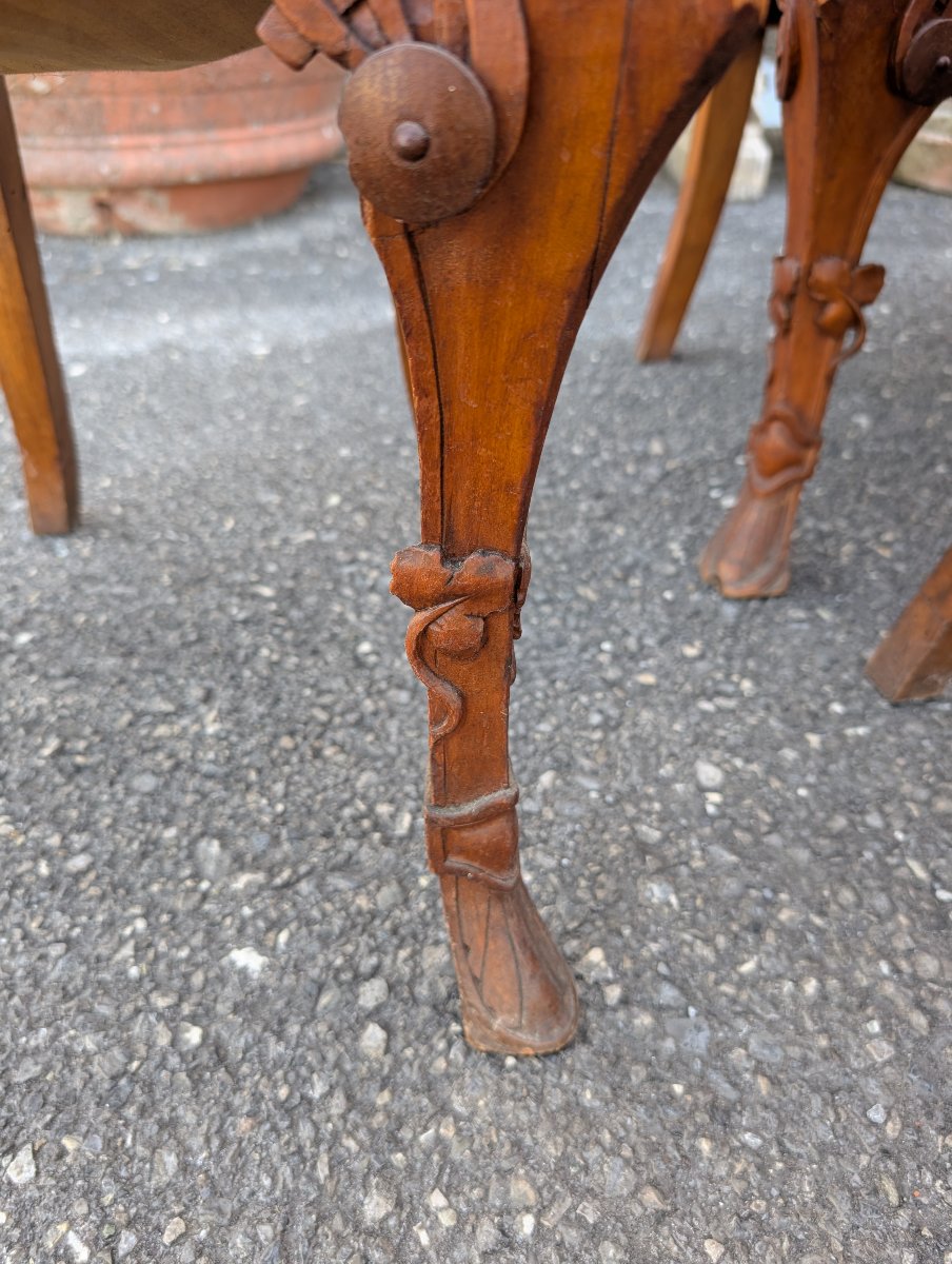 Art Nouveau Walnut Parlour Suite With Carved Female Figures, Late 19th Century-photo-6