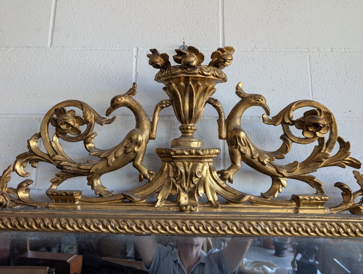 Grande Miroir Florentin Sculpté et Doré Fin XVIIIe Siècle-photo-4