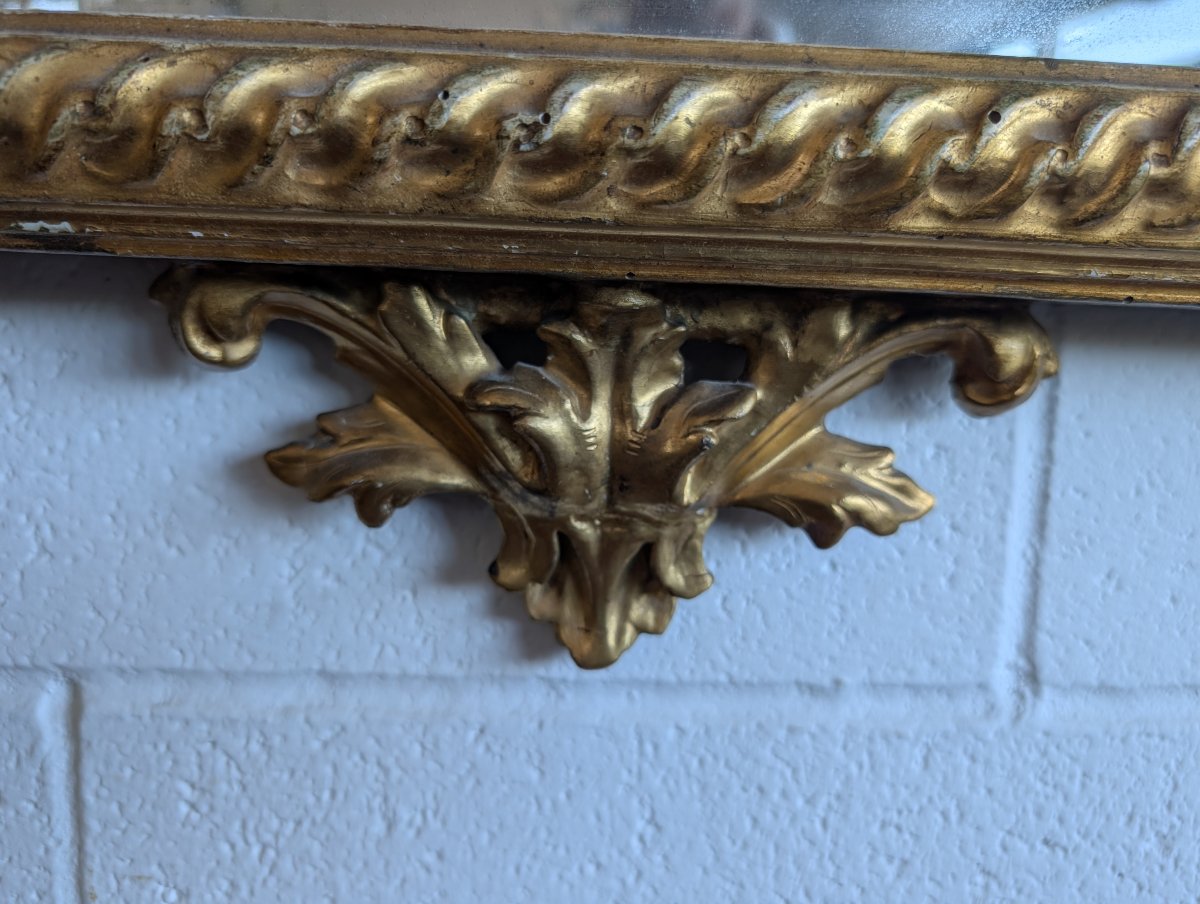 Grande Miroir Florentin Sculpté et Doré Fin XVIIIe Siècle-photo-3