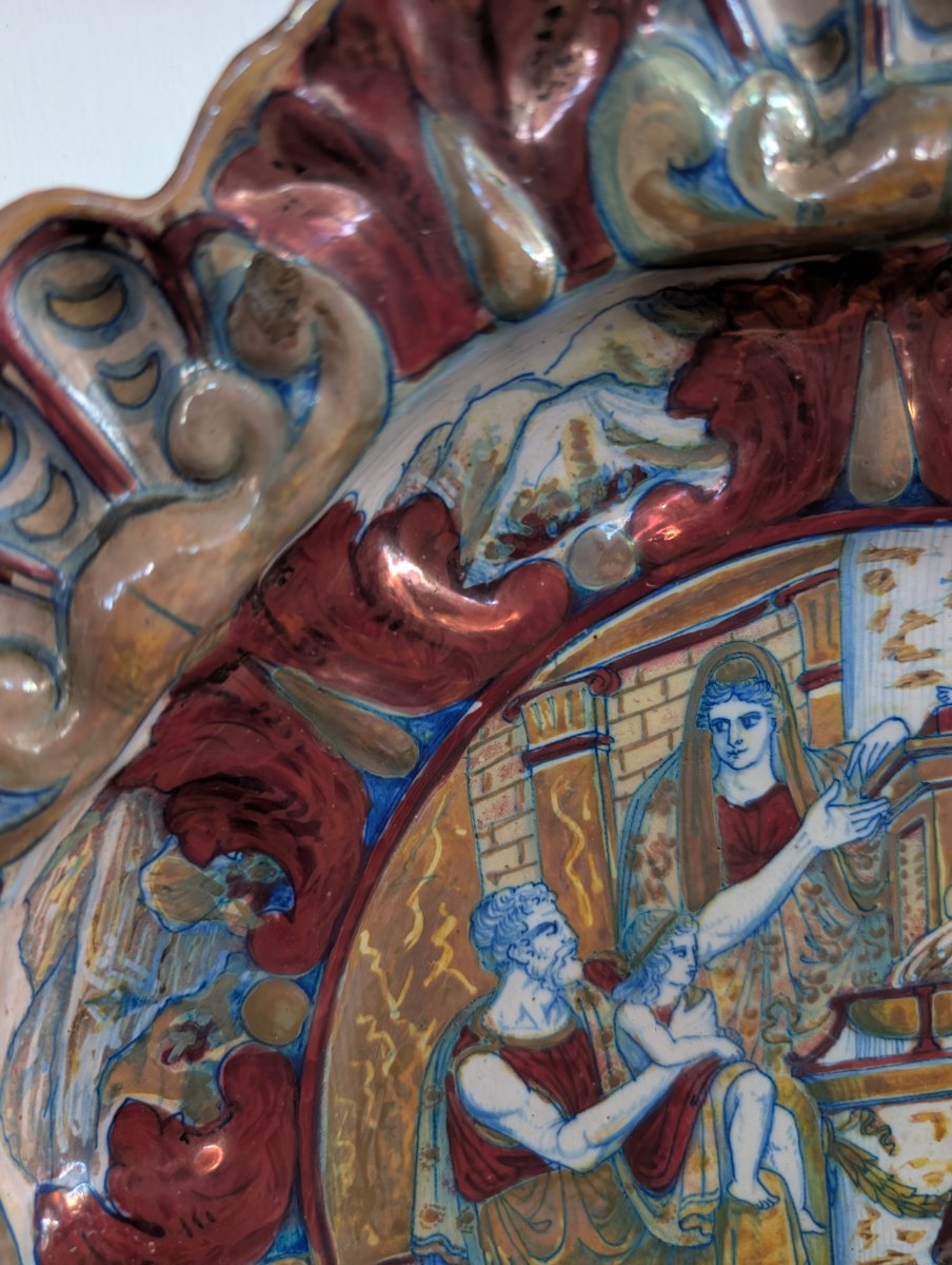 Large Decorative Glazed Plate From Central Italy, Late 19th – Early 20th Century-photo-2