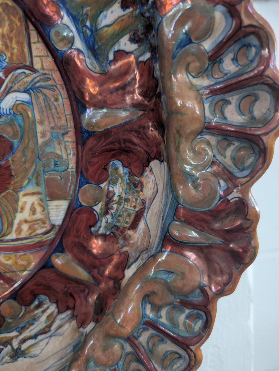 Large Decorative Glazed Plate From Central Italy, Late 19th – Early 20th Century-photo-4