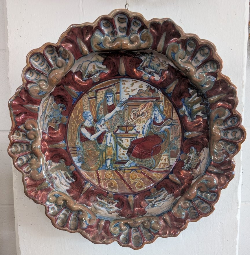 Large Decorative Glazed Plate From Central Italy, Late 19th – Early 20th Century-photo-6