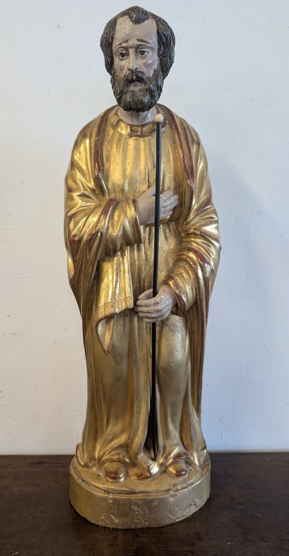 Saint Joseph en Bois Doré et Polychrome – Milieu du XIXe Siècle-photo-6