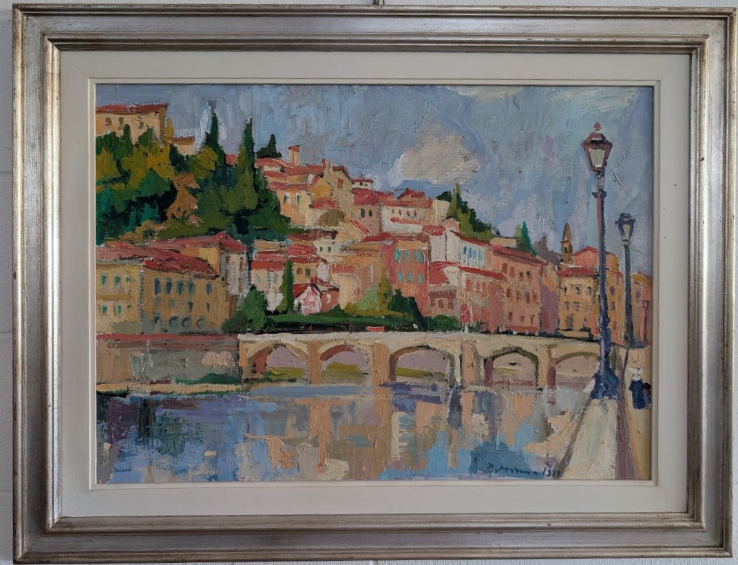 Rodolfo Marma (1903–1983) – Ponte Alle Grazie, Florence, Oil On Canvas, Dated 1977-photo-2