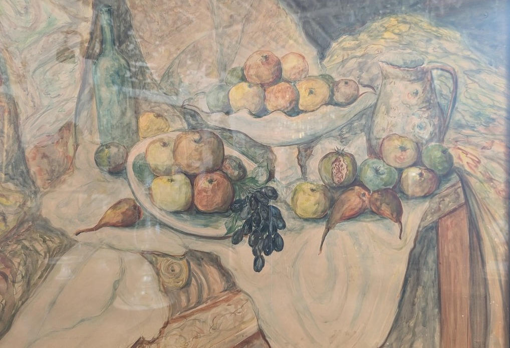 Still Life With Fruit And Fish – Watercolor On Cardstock, First Half Of The 20th Century-photo-2