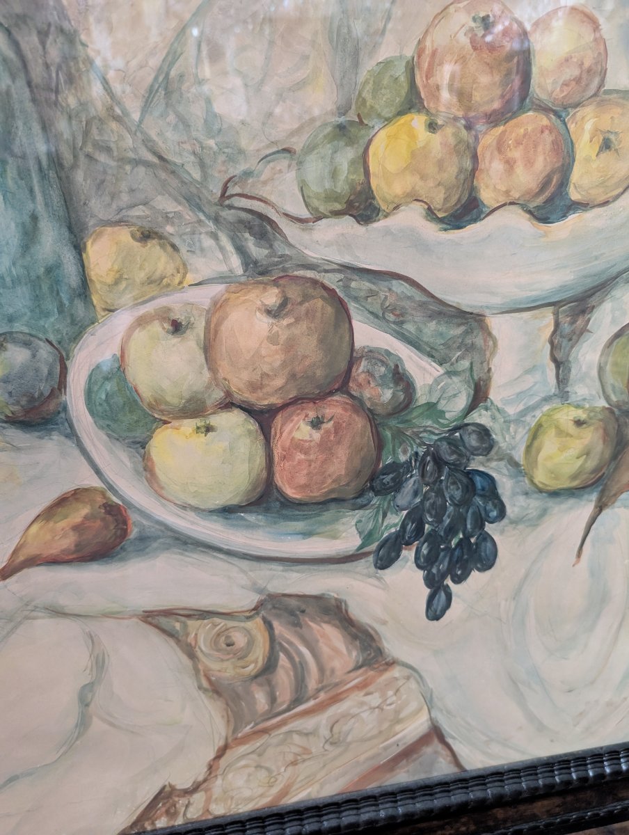 Still Life With Fruit And Fish – Watercolor On Cardstock, First Half Of The 20th Century-photo-4