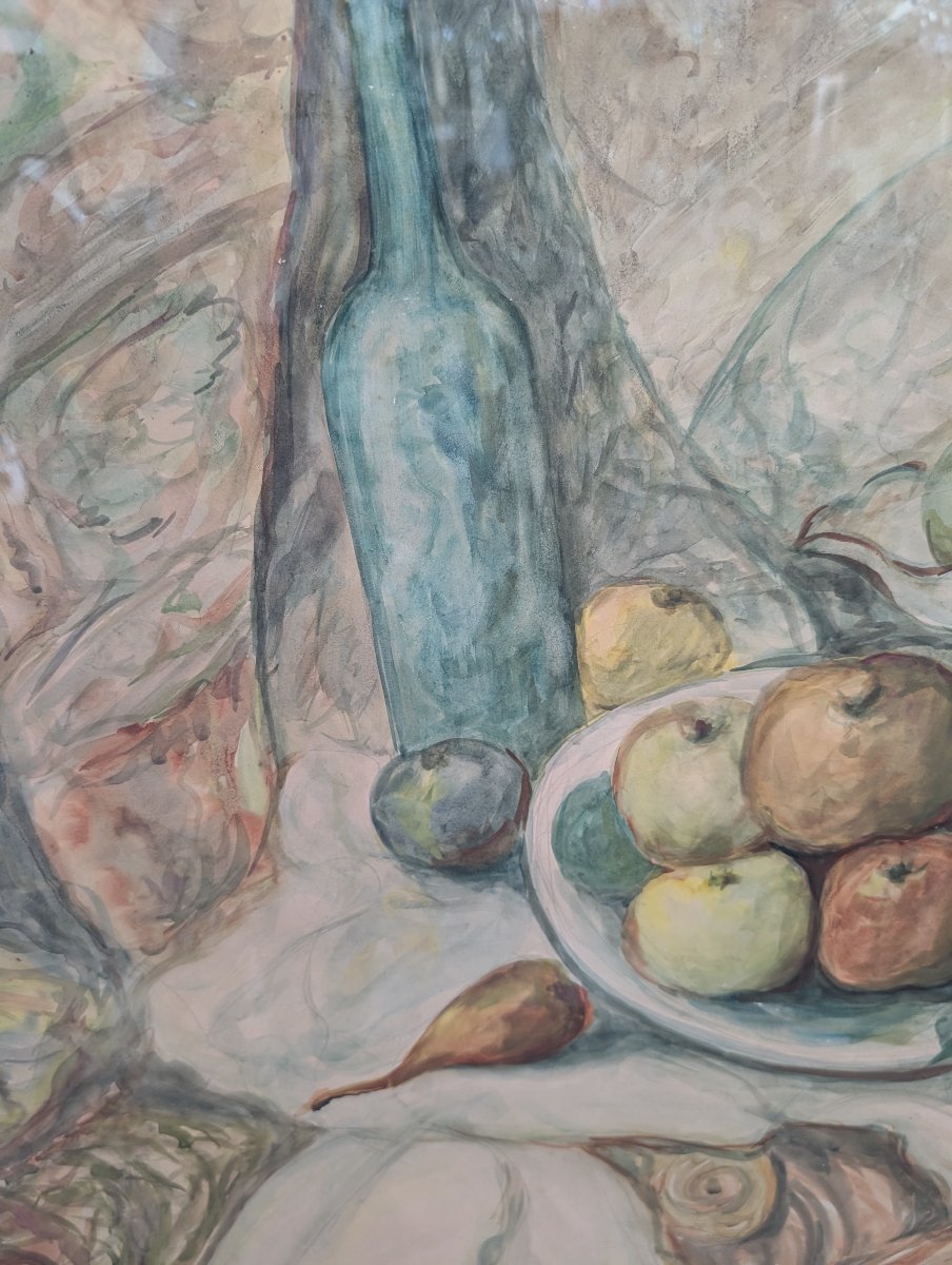 Still Life With Fruit And Fish – Watercolor On Cardstock, First Half Of The 20th Century-photo-5