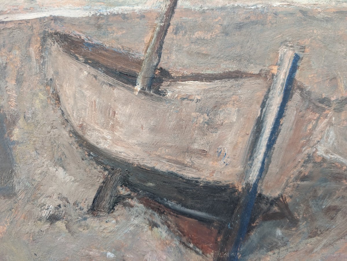 Giuseppe Manfredi (Seravezza, 1934 – Montecatini Terme, 1987) Bateau échoué sur la plage 1971-photo-3