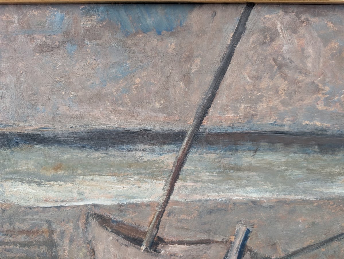 Giuseppe Manfredi (Seravezza, 1934 – Montecatini Terme, 1987) Bateau échoué sur la plage 1971-photo-4