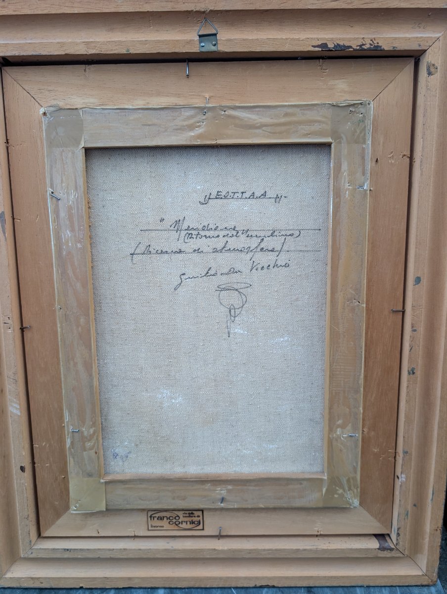 Giulio Da Vicchio – Paysan conduisant un mulet vers un village Huile sur toile-photo-4