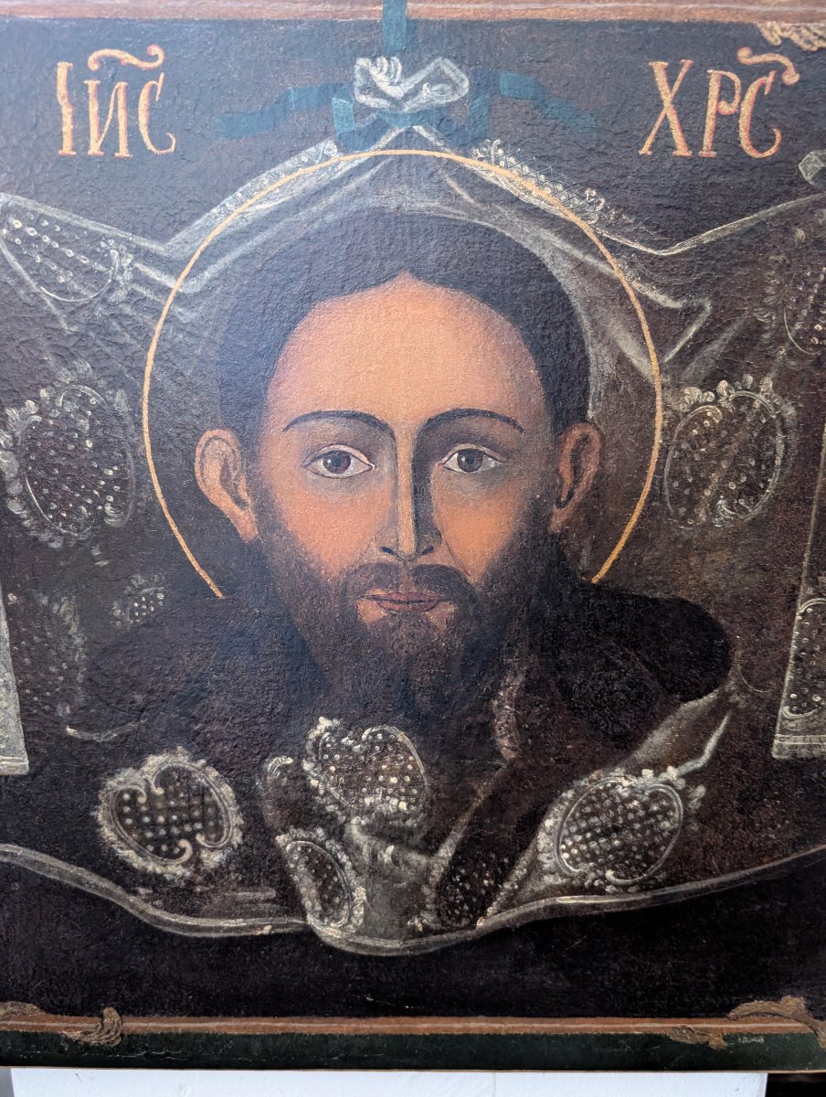 Visage du Christ « Acheiropoïète » – Huile sur toile, début du XVIIIe siècle-photo-4