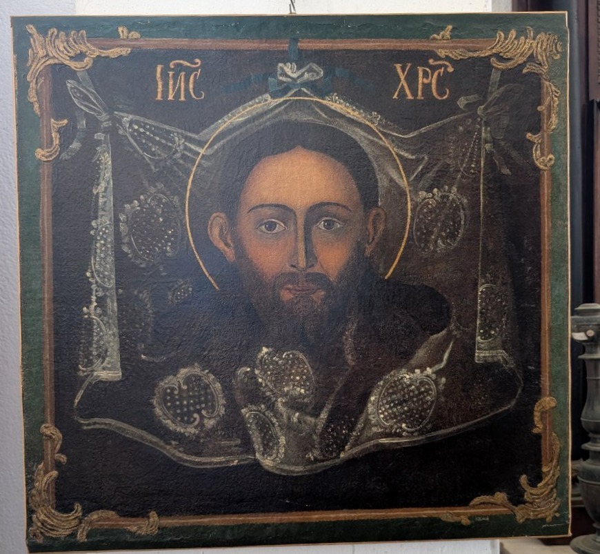 Visage du Christ « Acheiropoïète » – Huile sur toile, début du XVIIIe siècle-photo-2