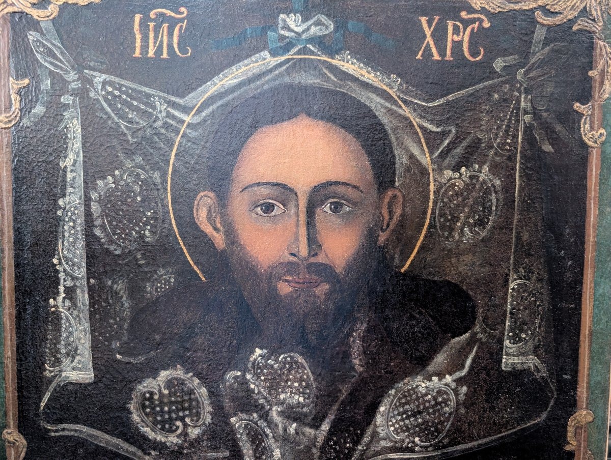 Visage du Christ « Acheiropoïète » – Huile sur toile, début du XVIIIe siècle-photo-3