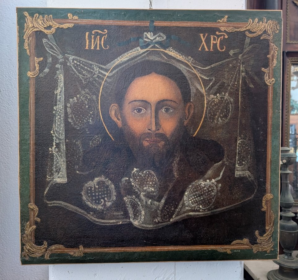 Visage du Christ « Acheiropoïète » – Huile sur toile, début du XVIIIe siècle-photo-4