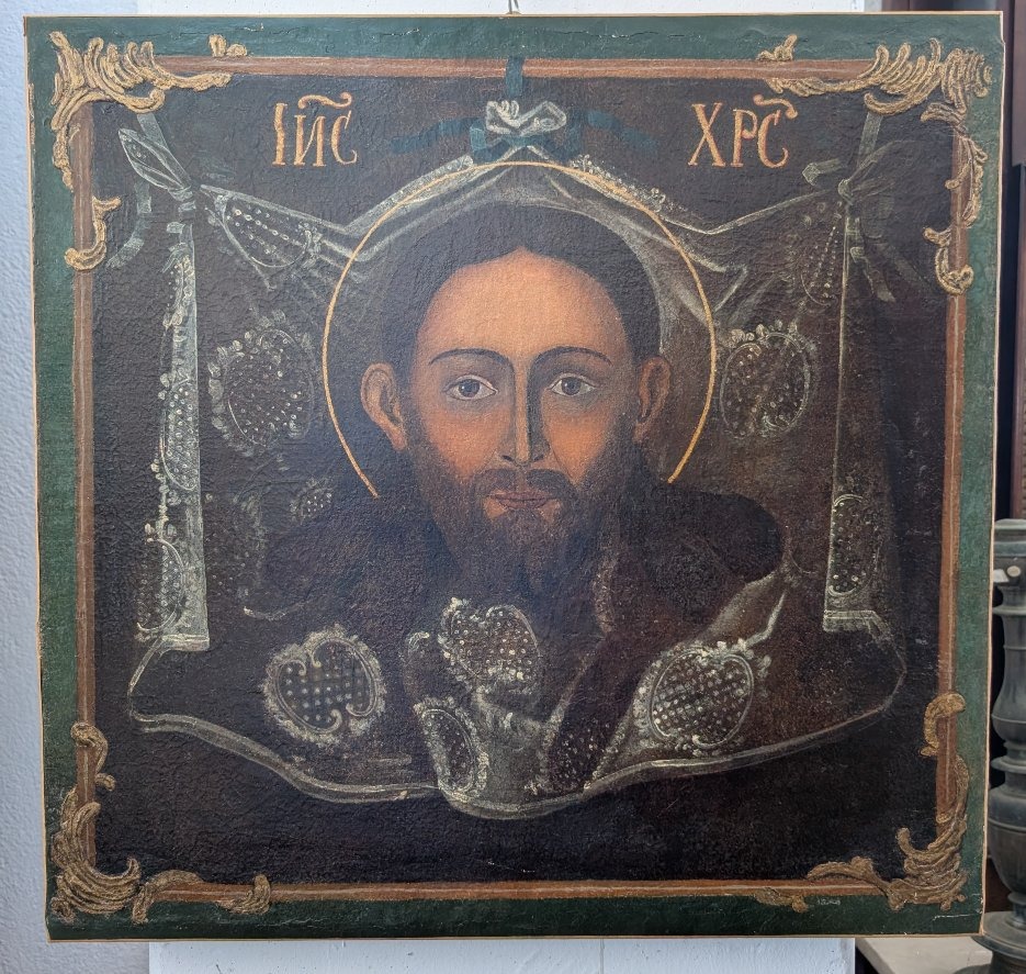 Visage du Christ « Acheiropoïète » – Huile sur toile, début du XVIIIe siècle-photo-5