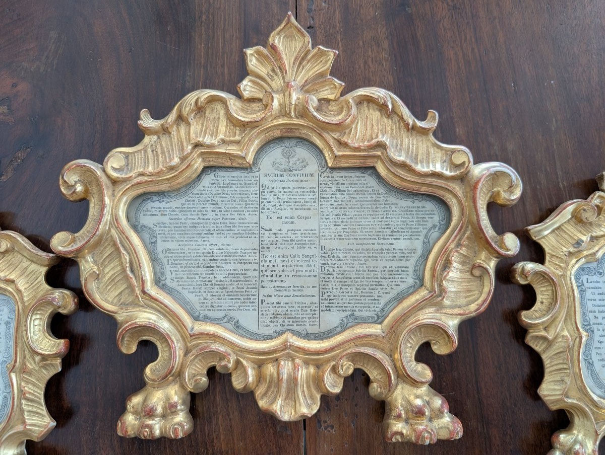 Triptyque de chants de gloire génois en bois doré-photo-3