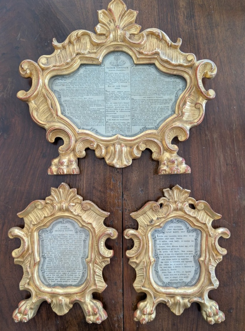 Triptyque de chants de gloire génois en bois doré-photo-2