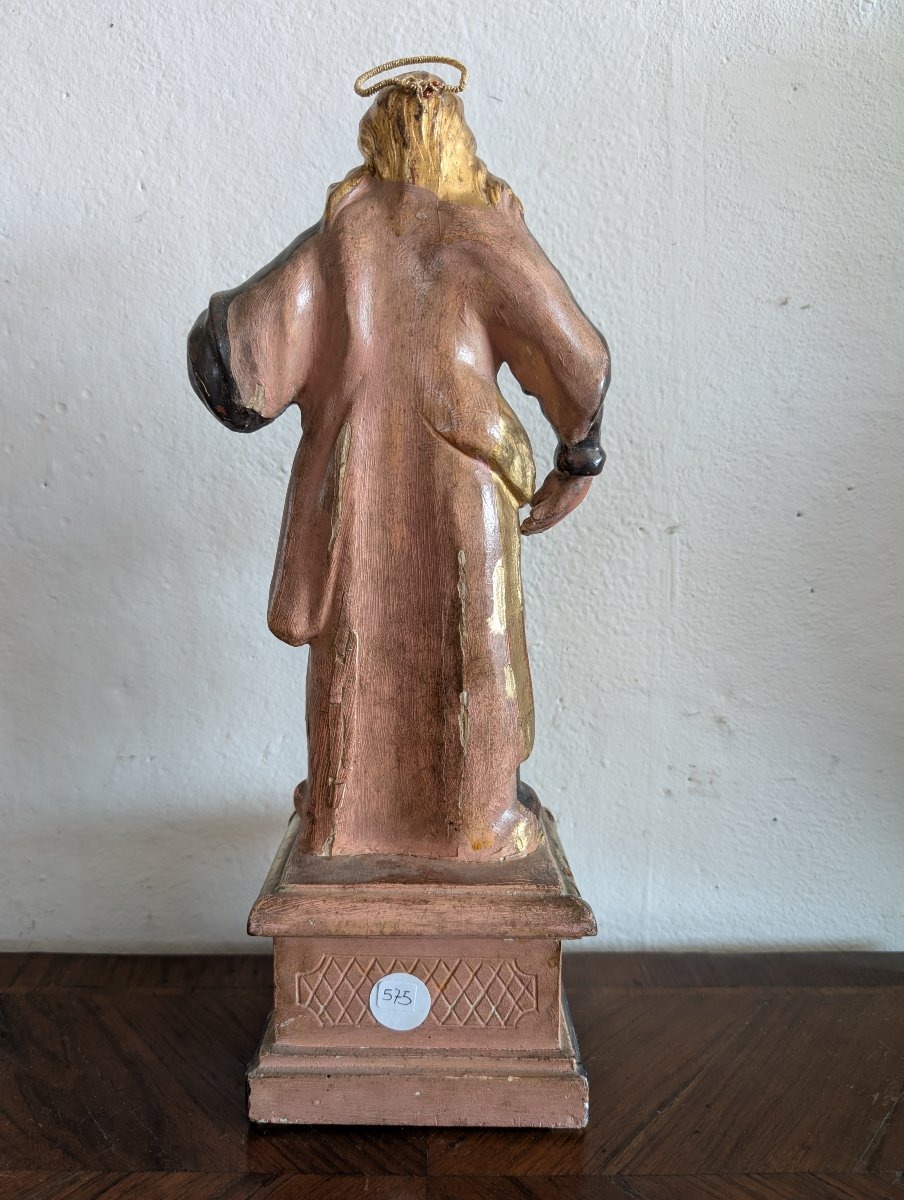 Sainte Lucie – Sculpture en bois polychrome et doré, première moitié du XIXe siècle-photo-1