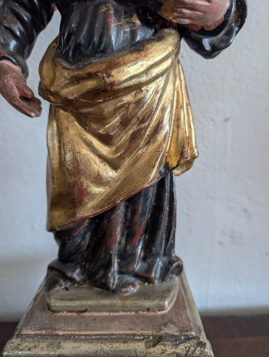 Sainte Lucie – Sculpture en bois polychrome et doré, première moitié du XIXe siècle-photo-5